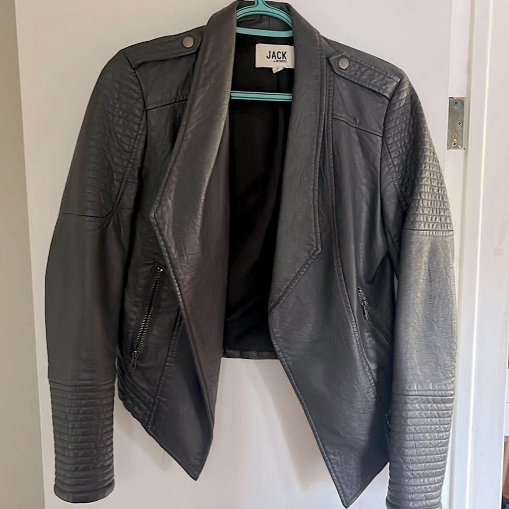 Grey leather jacket size small
